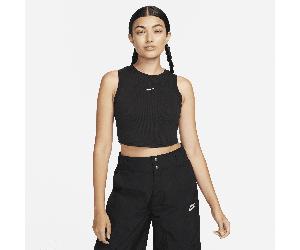 Débardeur court ajusté côtelé Nike Chill Knit pour femme Noir/Sail XL (FR 50-52)
