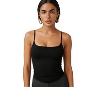 Débardeur court sans manches à bretelles spaghetti et col rond pour femme, vêtement décontracté, basique ajusté, sans manches, Noir , XL