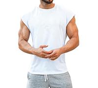 Débardeur de bodybuilding sans manches pour homme, pour l'entraînement, le développement musculaire, Blanc., M
