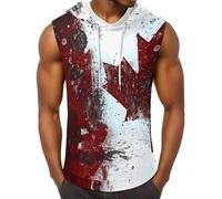 Debardeur de Compression Homme, Débardeur Homme Capuche Imprimé Drapeau Été Confortable Respirant Sport Décontracté Moderne Léger