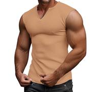 Débardeur de Compression Homme Respirant Amincissante Ventre Maillot de Corps 2 pièces Plat Sweat Tops Minceur Shirt col V Minceur Top Body Shaper sans Manches Lot de 2 Gilet