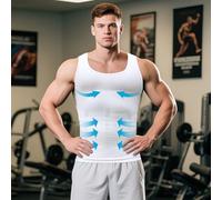 Débardeur de compression pour homme - Débardeur amincissant - Pour abdominaux - Blanc