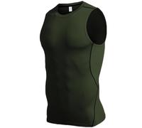 Débardeur de Compression pour Hommes T-Shirt Sports sans Manches Séchage Rapide Respirant,pour Course à Pied Fitness,Vert Kaki,M