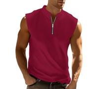 Débardeur de course pour homme, fermeture éclair, ample, grande taille, sport, mignon, absorbant, sans manches, t-shirt, fin, respirant, haut de sport pour homme, rouge, XL