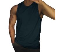 Débardeur de course pour homme - Sans manches - Léger - Décontracté - Pour le sport et les loisirs - Extensible - Anti-transpiration - Sans manches, Marine, L