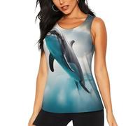 Débardeur de fitness à séchage rapide pour femme Motif dauphin regardant toi, Noir , L