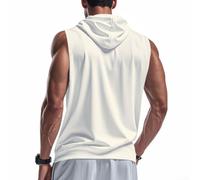 Débardeur de fitness fin à capuche pour homme à séchage rapide sans manches pour la course à pied (XL blanc)