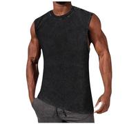 Débardeur de fitness pour homme - Coupe droite - Débardeur d'entraînement - Bodybuilding - Fitness - Respirant - Stretch - Confortable - Coton - Sport, Noir , XXL