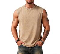 Débardeur de gym en coton sans manches pour homme | Tissu en pur coton, confort respirant, texture prélavée, couleurs unies, doux pour la peau