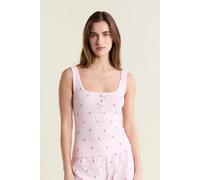 Débardeur de pyjama à motifs en coton en pointelle - Katell - S - Rose - Femme - Etam