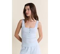 Débardeur de pyjama en coton en pointelle - Katell - M - Bleu - Femme - Etam