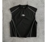 Débardeur de sport à imprimé graphique avec bordure contrastée, American Hustle pour hommes L,M,S,XLgraphiqueTissu tricoté