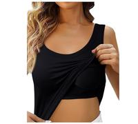 Débardeur de sport avec soutien-gorge intégré pour femme - Débardeurs d'été décontractés sans manches - Sans manches - Camisole de course à pied - Dos nu - Tendance - Joli débardeur d'entraînement à
