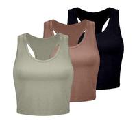 Débardeur de Sport Femme Dos Nageur Yoga Shirt sans Manches Running Fitness Tank Top, Lot de 3