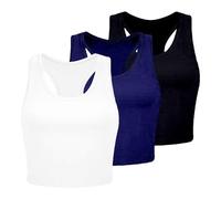 Débardeur de Sport Femme Dos Nageur Yoga Shirt sans Manches Running Fitness Tank Top, Lot de 3