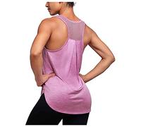 Débardeur de sport femme long sans manches lâche et respirant réservoir haut pour course à pied, gym gym gym Pilate gymnastique sport athlétique drôle curvy couleur unie, rose, XX-Large