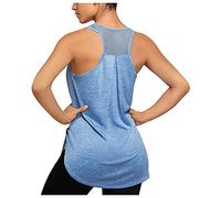 Débardeur de sport femme long sans manches lâche et respirant réservoir haut pour course à pied, gym gym gym Pilate gymnastique sport athlétique drôle curvy couleur unie, bleu, XX-Large