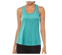 Débardeur de sport femme long sans manches lâche et respirant réservoir haut pour course à pied, gym gym gym Pilate gymnastique sport athlétique drôle curvy couleur unie, vert, Large