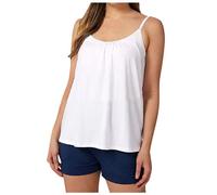 Débardeur de sport fluide pour femme - Décontracté - Sans manches - Ourlet incurvé - Camisole de course fluide Y2K - Débardeur de sport tendance - Sans fil - Bretelles spaghetti réglables, blanc, M