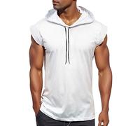 Debardeur de Sport Homme à Capuche, Gilet sans Manche Grande Taille Couleur Unie Débardeur Chic Casual Ample Tendance Basiques pour Hommes Tank Top Ete D'entraînement la Course à Pied Haut