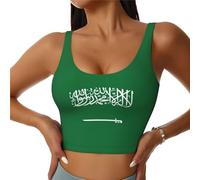Débardeur de sport léger et respirant pour femme, imprimé drapeau de l'Arabie Saoudite, Noir , S Taille courte