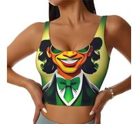 Débardeur de sport pour femme avec inscription « Happy St Patrick's Day » - Confortable et léger - Élastique, Noir , L Taille courte
