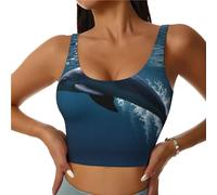 Débardeur de sport pour femme Motif dauphin et animaux marins, noir, Taille L