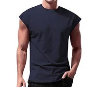 Débardeur de sport pour homme d'été, débardeur de sport, sport, haut de gamme, maillot sans manches, t-shirt de musculation, décontracté, large épaule, léger pour salle de sport, plage, Marine