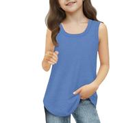 Débardeur de sport pour tous les jours, vacances, course, entraînement - Solide - Décontracté - Haut court, bleu, 3-4 ans