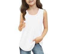 Débardeur de sport pour tous les jours, vacances, course, entraînement - Solide - Décontracté - Haut court, Blanc., 3-4 ans