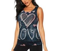Débardeur de Sport sans Manches à imprimé cœurs « Je t’Aime », Style Tunique Ample et décontractée, idéal pour la Course, Le Tennis et Le Yoga.
