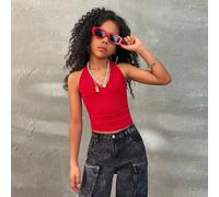 Débardeur de vacances sans dos de couleur unie à encolure en V pour préadolescentes, printemps/été. Peut être porté comme un Top à porter autour du cou. Vêtements ado Y2K pour filles ado 8Y,9Y,10Y,11Y