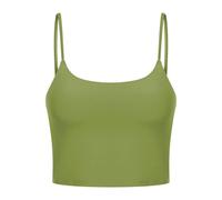 Débardeur de yoga tendance pour femme Soutien-gorge intégré Haute élasticité Réveillon du Nouvel An Yoga Vacances Tops Design mignon dans le dos, Vert kapok, XL