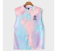 Débardeur décontracté en maille à imprimé graphique de personnages de dessin animé teinté, coloré pour homme. Idéal pour les vacances, la plage, le mari. L,M,S,XL,XS,XXL,XXS,XXXL,XXXXLgraphique,Tie dy