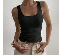 Débardeur décontracté noir de style de rue avec patchwork en dentelle, pour le printemps et l'été. Avec bordure en dentelle ajourée, débardeur ajusté pour mariage, fête, Saint-Valentin L,M,S,XS,XXLUni