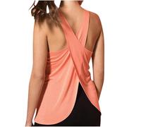 Débardeur d'entraînement actif dos nu pour le yoga, l'été, sans manches, fente dans le dos, chemises de course à pied, rose, XL