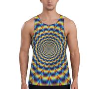 Débardeur d'entraînement pour homme avec illusion d'optique spirale, imprimé GIF, confortable, respirant et décontracté, Noir , XL