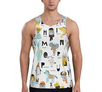 Débardeur d'entraînement pour homme avec imprimé alphabet mignon, confortable, respirant et décontracté, Noir , M