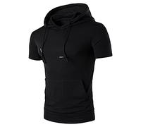 Débardeur d'été à capuche pour homme, gilet de sport, protège-dents avec capuche, bodybuilding, masque sans manches, t-shirt pour homme, gymm muscle chemises, tops à manches courtes, Noir , S
