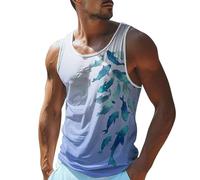 Débardeur d'été classique pour homme - Pour la course à pied - Nouveau débardeur d'été pour homme - Lettre 3D imprimée - Col rond - Décontracté, bleu, 4XL