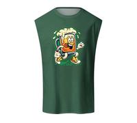 Débardeur d'été pour homme avec nouveau motif, fête de la bière, impression de dessin animé, épaules en toile, respirant, confortable et décontracté, Vert armée., 3XL