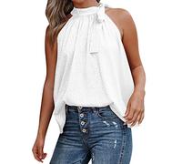 Debardeur Elegant Femme Col Licou, Debardeurs-Etes Coupe Ample Top Base Léger Confortable Mode Décontracté Gilet sans Manches Ete Respirant pour La Sport Fitness Plage Vacances