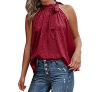 Debardeur Elegant Femme Col Licou, Debardeurs-Etes Coupe Ample Top Base Léger Confortable Mode Décontracté Gilet sans Manches Ete Respirant pour La Sport Fitness Plage Vacances