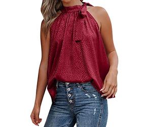 Debardeur Elegant Femme Col Licou, Debardeurs-Etes Coupe Ample Top Base Léger Confortable Mode Décontracté Gilet sans Manches Ete Respirant pour La Sport Fitness Plage Vacances