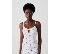 Débardeur en coton en pointelle imprimé cerises - Cherry - S - Blanc - Femme - Etam