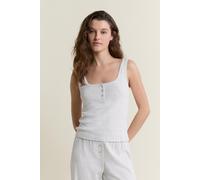 Débardeur en coton pointelle - Katell - L - Grey - Femme - Etam