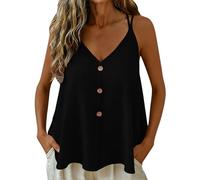 Débardeur en Lin Femme Col V, Debardeur Femme Ete Chic et Élégant Coupe Ample Couleur Unie Haut Décontracté Léger Tunique sans Manches Confortable Top Quotidien Maison Plage Vacances
