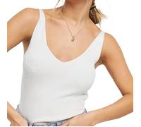 Débardeur en Maille Blanc Femme Jacqueline de Yong - NANNA - Sans manches - Col V - Tissu Stretch L