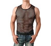 Débardeur en Résille pour Hommes Transparent, Débardeur Sexy en Maille Respirante Hommes, Maillot de Corps en Résille Gym Clubwear Noir (FR/ES, Alpha/Lettres, S, Taille Normale, Taille Normale)