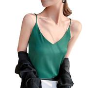 Débardeur en Satin De Soie pour Femmes, Camisole en Soie pour Dames Débardeur en Satin Frais D’été Vert Avocat Base sans Manches Cami Gilet Tops à Usage Quotidie, L